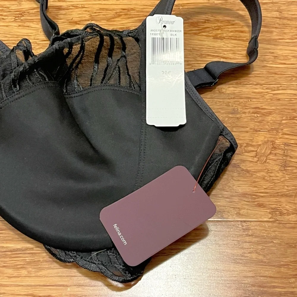 NWT! Paramour by Felina Angie Front Close Minimizer Elegant Black Lace Bra. 38G - Picture 4 of 14
